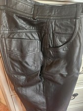 Vintage Together Leather Pants Taper Straight Leg Lined Pocket Motorcycle Black