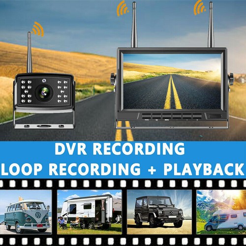 Digital Wireless 7" DVR Monitor 2xReversing Camera 50m Working Range Caravan Bus - Picture 7 of 12