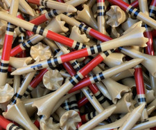 Golf Tees 100 Truestrike 3 1/4 Natural Red and Black TS Striped Golf Tees