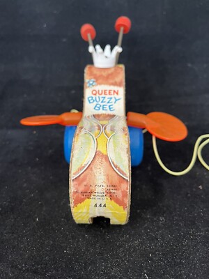 23⚜Ancienne Abeille En Bois à Tirer Fisher Price Réf:444 Queen Buzzy