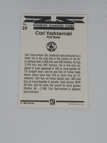 1983 Donruss Diamond Kings #25 Carl Yastrzemski HOF, Boston Red Sox - Picture 6 of 6