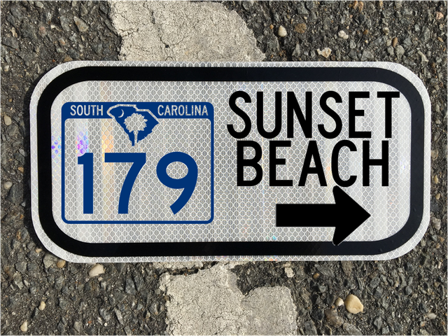 SUNSET BEACH road sign SC Highway 179 - DOT style - 12"x6 ...
