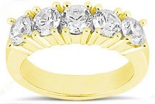 5 Stone Diamond Wedding Ring Anniversary Band 1.24 carat G-SI1 14k Yellow Gold