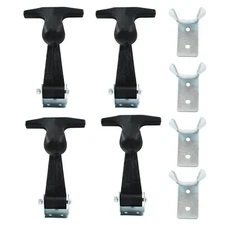 4 Pcs Rubber Flexible Hood Catch, Black T-Handle Draw Latches with Brackets S...