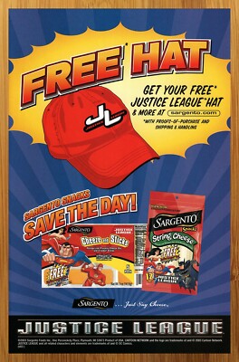 2003 Sargento Cheese Print Ad/Poster Justice League Batman Superman Food Pop Art