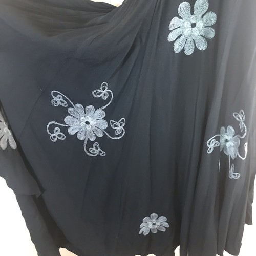 Figwood Black Gray Floral Embroidered Strapless Dress One Size OS - Picture 4 of 11