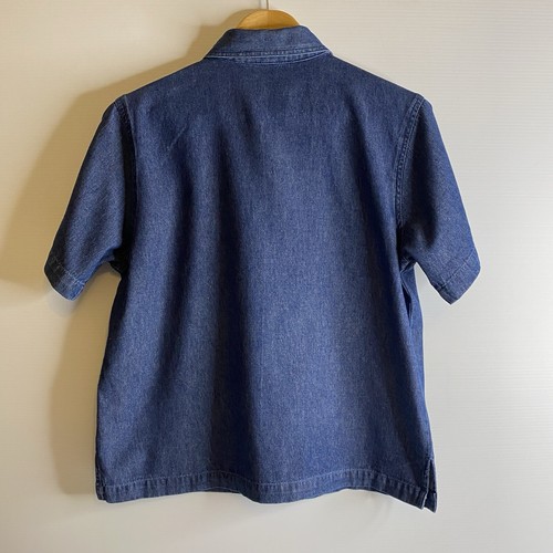 Vintage Passports Top Blouse Shirt Women L Blue Denim Butterflies Boxy 80s 90s - Picture 14 of 21