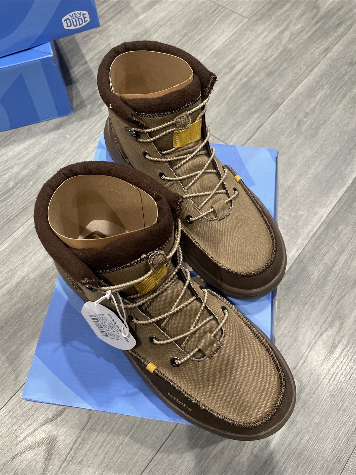NIB Hey Dude Men's Bradley Waxed Canvas Brown Boot Shoe Waterproof US Size 12 eBay