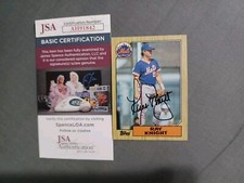 RAY KNIGHT 1987 Topps # 488 autographed signed card N.Y. METS 87 JSA AUTO