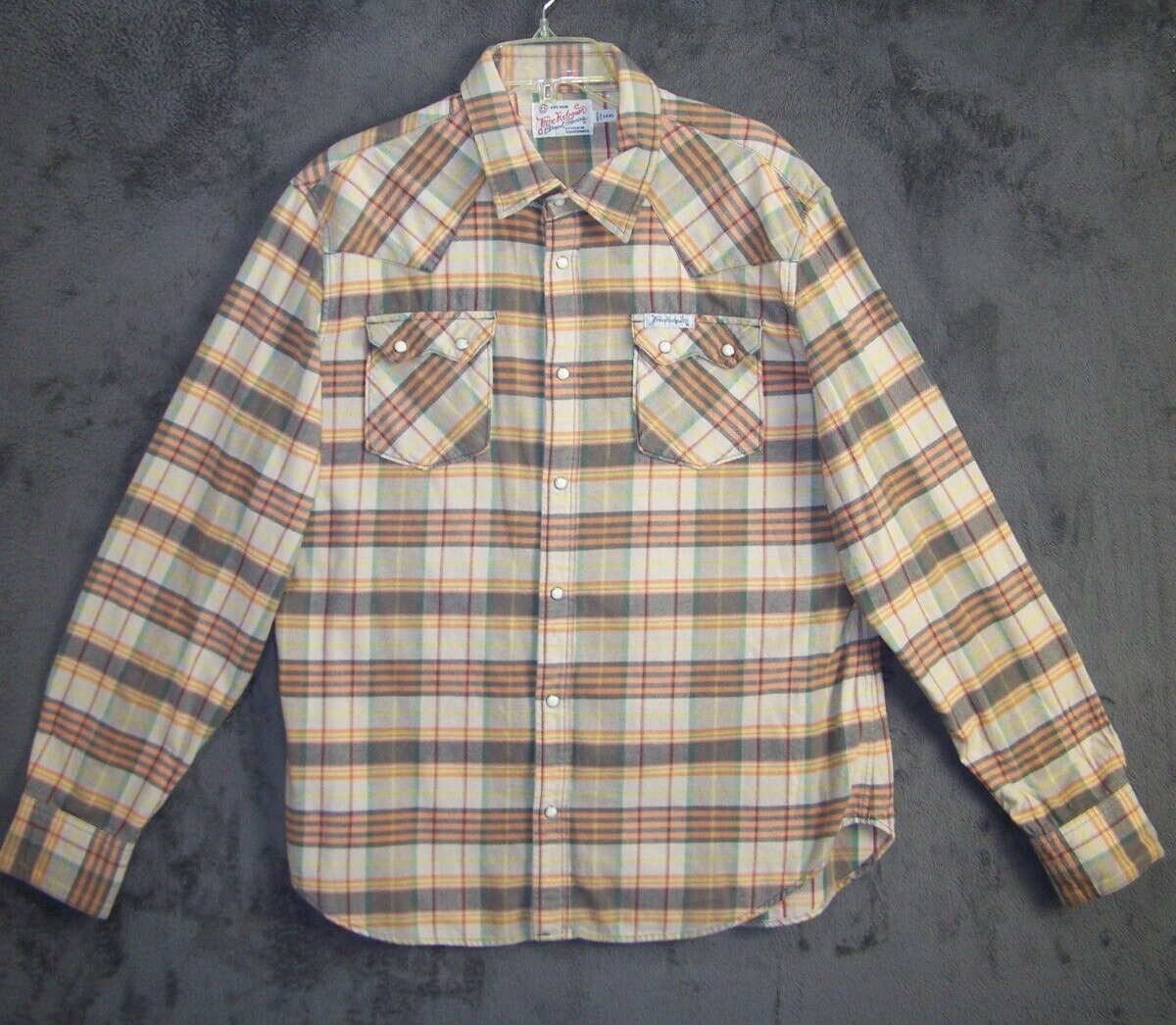 True Religion Flannel Shirt Adult Extra Large Beige Plaid Snap