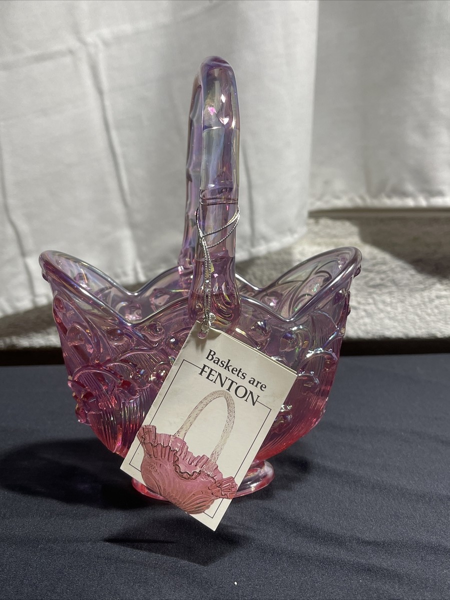 Fenton Plum Basket Art Glass Lily Of The Valley | eBay