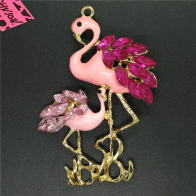 New Fashion Women Pink Cute Crystal Flame Bird Rhinestone Charm Brooch Pin Gift