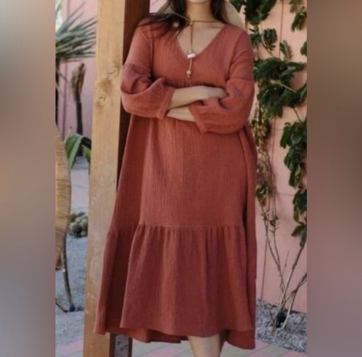 7 For All Mankind Cotton Gauze Midi Dress Orange Size Small | eBay