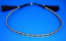 Western Cowboy/Cowgirl HAT BAND 3 Strand Blue/Blk/White Horsehair Double Tassel