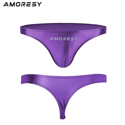 AMORESY Men's Low Waist Swimwear Briefs Shiny Thong Underwear Stretch Underpants - Bild 18 von 39