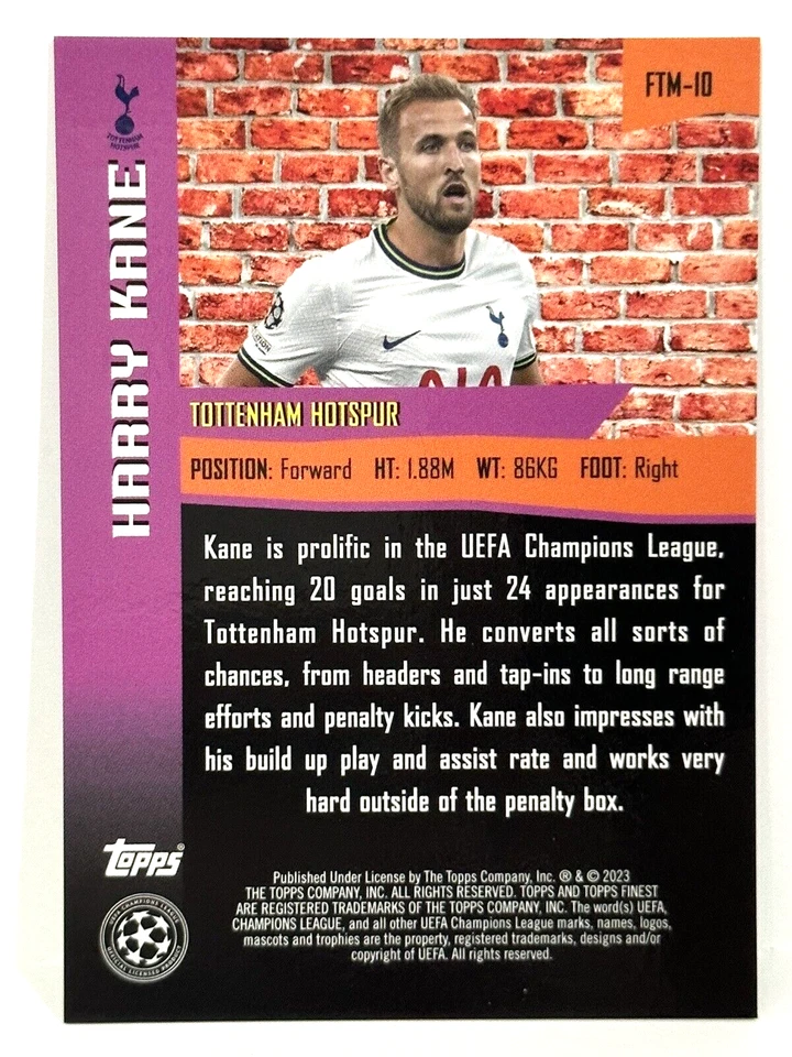 2022-23 Topps Finest UCL Tottenham Hotspur The Man Harry Kane Green Lava /99 - Image 4 of 4
