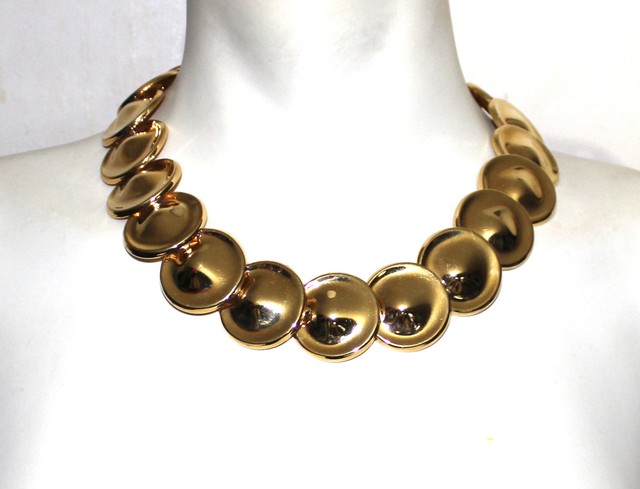 MONET gold tone spaceship button necklace signed | eBay