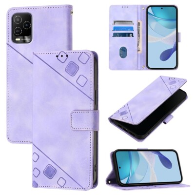 Für BLU View 5 Pro Skin Feel Geprägt Leder Handyhülle Cover Schale