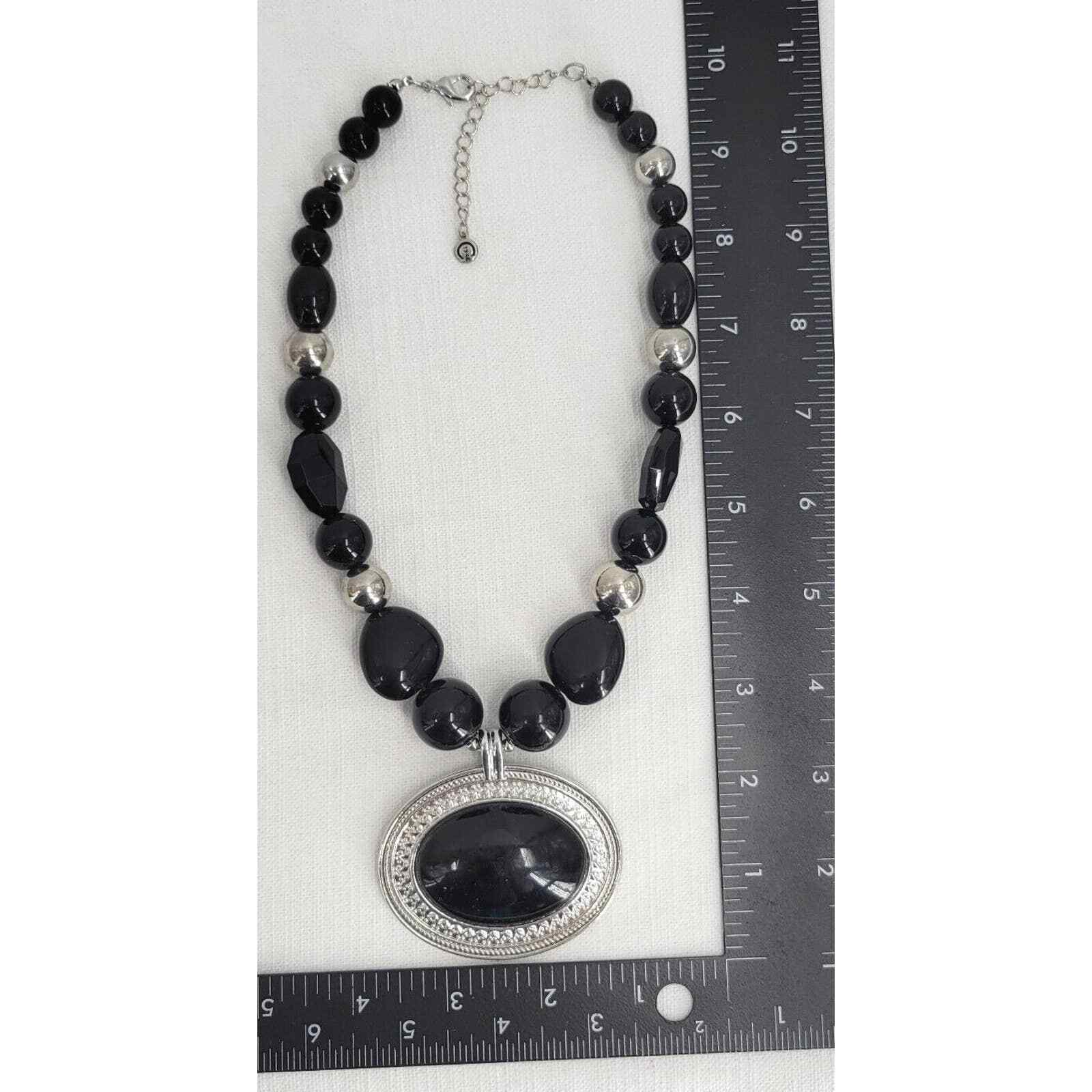C1946 Black Statement Fashion Collar Pendant Neck… - image 7