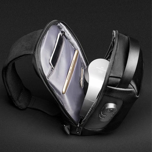 Men's Sling Backpack Waterproof Anti-theft Shoulder Crossbody Chest Bag USB Port - Picture 6 of 20