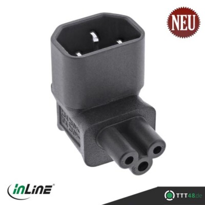 1 x InLine Netzadapter IEC 60320 C14 / C5 oben/unten gewinkelt 3pol. Kaltgeräte
