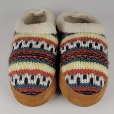 Acorn Womens Size 8-9 M Knit Fair Isle Faux Fur Lined Clog Slippers Mules