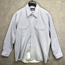Bulwark Flame Resistant Striped Uniform Shirt Mens XL Extra Large 7 oz Cotton