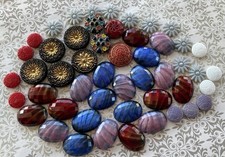Czech Glass Shankless Buttons Asst Shapes Sizes & Colors Some Sets