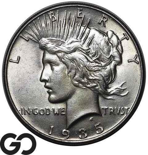1935 Peace Dollar, Solid Gem BU++ Final Year Issue
