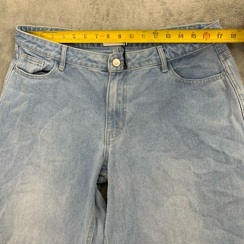 Princess Polly Jeans Womens 10 Blue Denim Ultra Wide Leg High Rise Baggy Boho - Picture 7 of 13