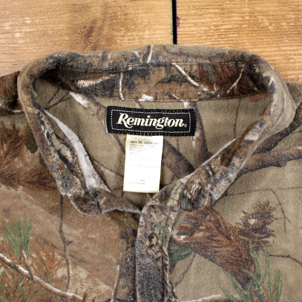 Camisa de Colección Remington Árbol Real Botón 2XL Para Hombre Manga Larga Verde Camuflaje Foto 3 de 4