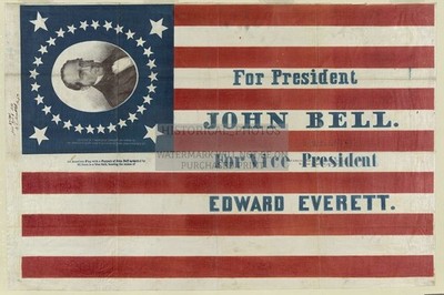 CAMPAIGN BANNER FOR JOHN BELL AND EDWARD EVERETT 1860 4X6 PHOTO