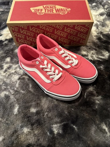 Scarpe sneakers Vans Ward bambina taglia 2 caprifoglio rosa fuori muro tela nuove con scatola