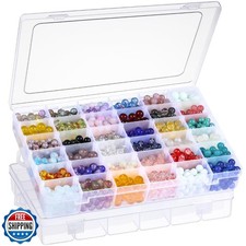2 Pack 36 Grids Clear Plastic Organizer Box with Adjustable Divid