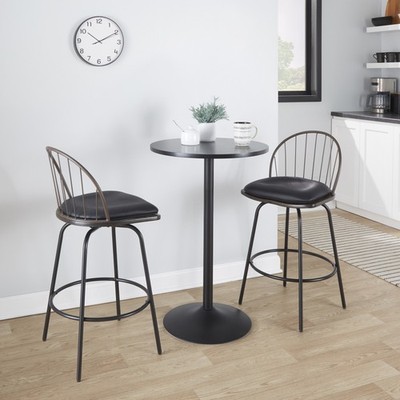 Riley Claire 26'' Farmhouse Fixed-Height Counter Stool with Swivel in Black Met