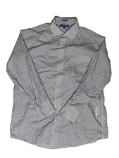 Tommy Hilfiger Dress Shirt Men's 16 32-33 White Blue Stripes Button Down