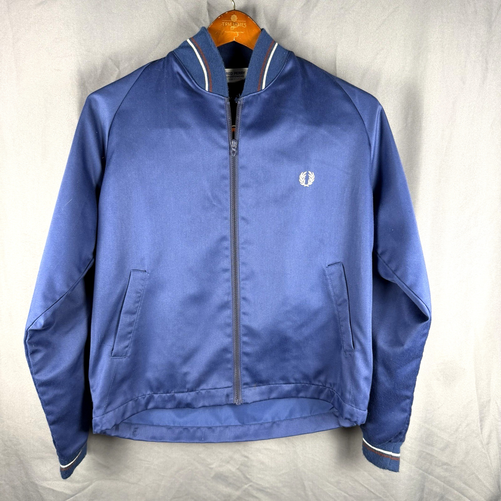 Vintage Fred Perry Track Jacket Full Zip Medium Tennis Collar Talon USA Made