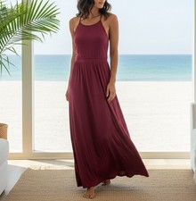 Old Navy Maxi Sundress Pink Womens Large Boho Resort Tropical Preppy Summer