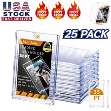 25~Pack Magnetic Trading Sports Card Holders 35pt One-Touch Hard UV Protection⭐