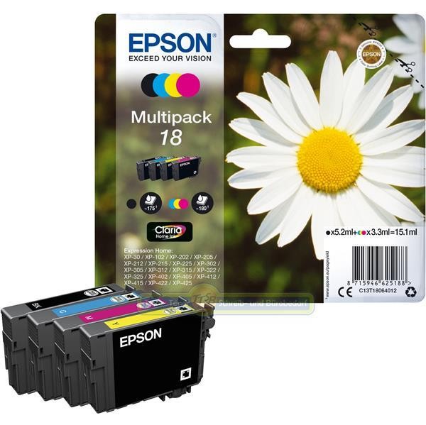 Original Epson Druckerpatronen T-18 Multipack Home Expression Xp 212 215 225 312-image