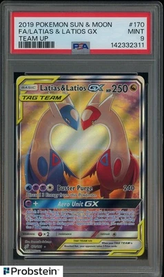 2019 Pokemon Sun & Moon Team Up #170/181 FA Latias & Latios Gx PSA 9 MINT