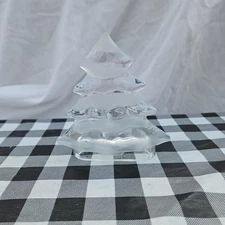 Vtg Christmas Clear Glass 5 in. Tree Shaped Votive Candle Holder