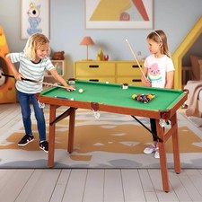 Pool Snooker Billiards Folding Table with Balls, Cues, Brush, Rack & Chalk - 4ft