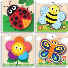 Framed 4 Pack Paint by Numbers Kit for Kids, Cute 8x8 inch, LOP-4P-K1001