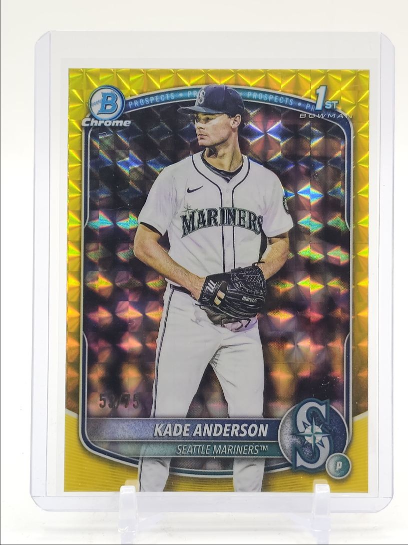 KADE ANDERSON 2025 BOWMAN CHROME DRAFT 1ST YELLOW GEO MARINERS /75 Q4920