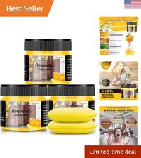 Eco-Friendly Beeswax Wood Polish - 3 PCS Natural Finish with Application Sponges