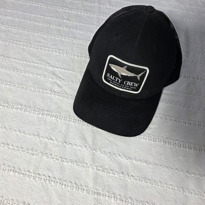 Salty Crew Men's Black Snapback Hat Shark Logo Adjustable One Size
