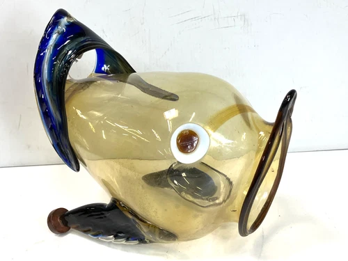 Vintage Italian Murano Art Glass Fish Sculpture 13" Tall & 16" Long