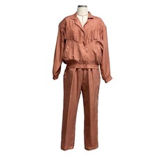 Vintage Malcolm Flowers Womens Size M Silk Fringe Tracksuit