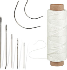 55Yards Waxed Thread with 7 Pcs Leather Hand Sewing Needles - 150D Flat Waxed